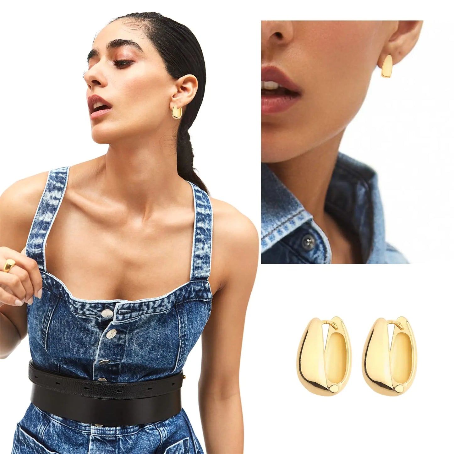 Wgoud Chunky Hoop Earrings Set