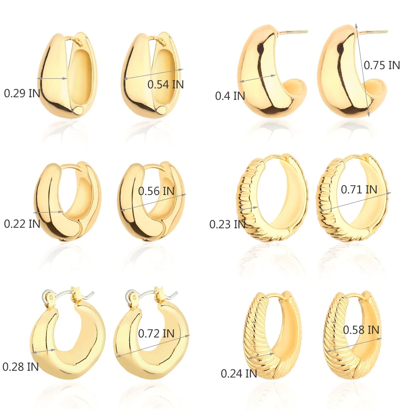 Wgoud Chunky Hoop Earrings Set