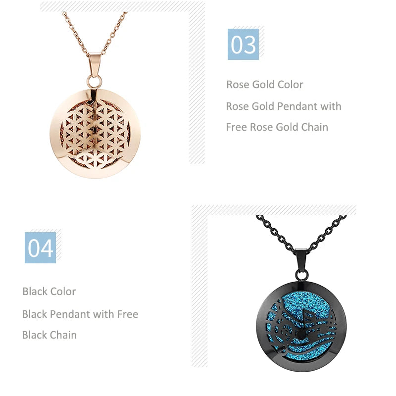 lotus necklace Aromatherapy Essential Oil Diffuser Locket Perfume Necklace Stainless Steel Locket with Felt Pads For Woman