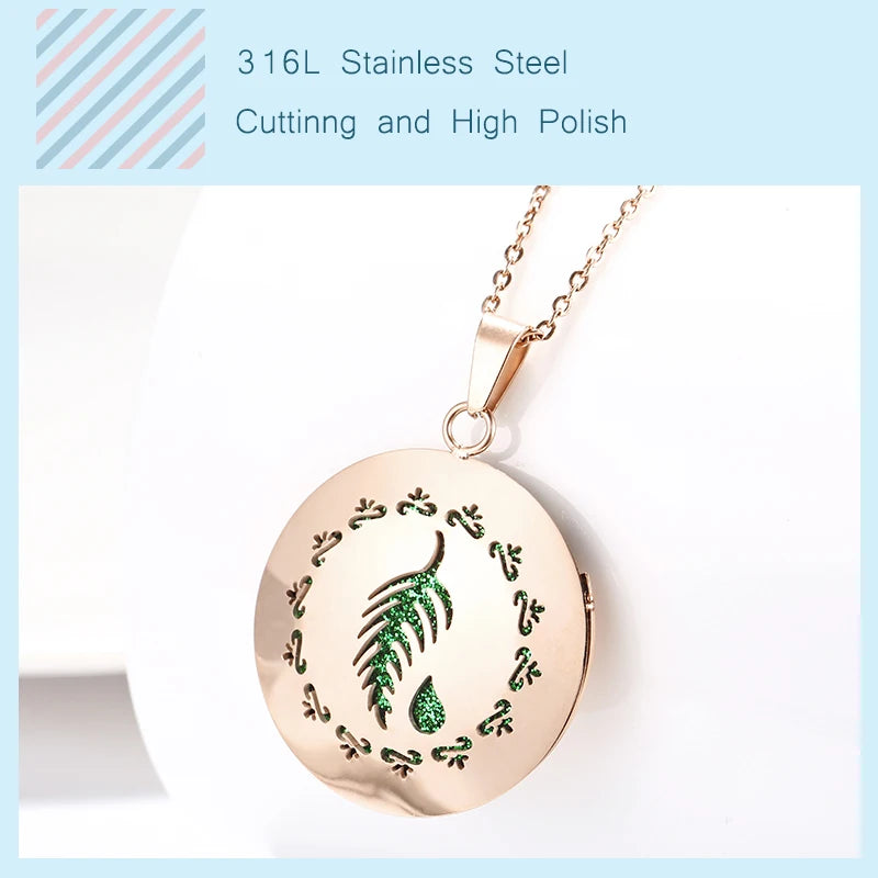 lotus necklace Aromatherapy Essential Oil Diffuser Locket Perfume Necklace Stainless Steel Locket with Felt Pads For Woman