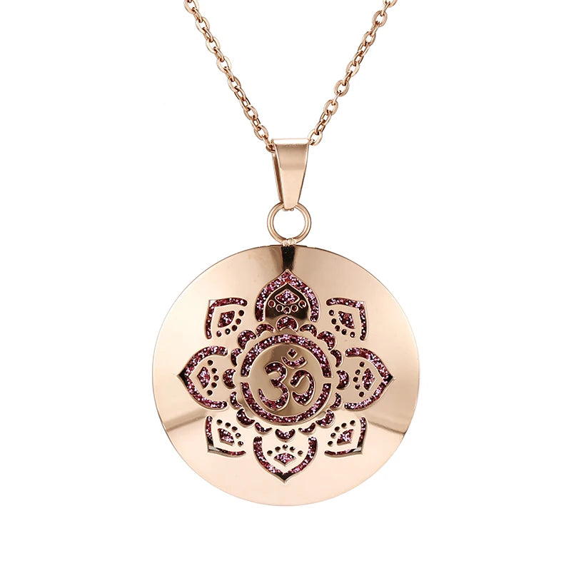 lotus necklace Aromatherapy Essential Oil Diffuser Locket Perfume Necklace Stainless Steel Locket with Felt Pads For Woman