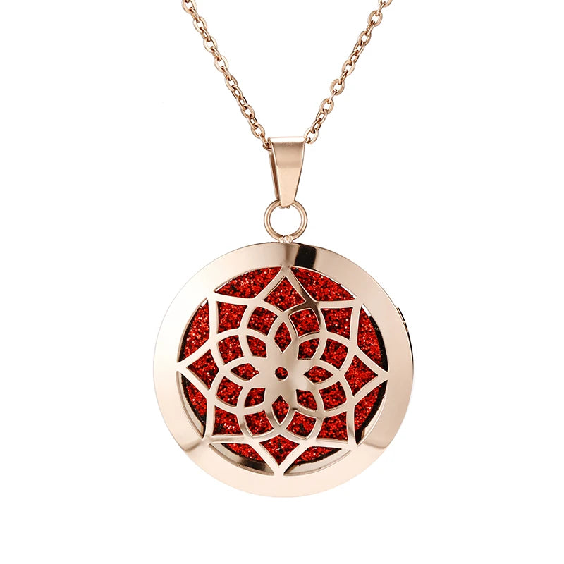 lotus necklace Aromatherapy Essential Oil Diffuser Locket Perfume Necklace Stainless Steel Locket with Felt Pads For Woman
