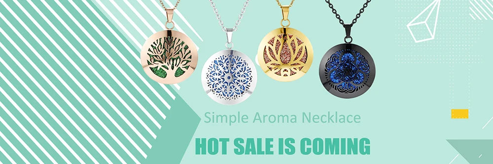 lotus necklace Aromatherapy Essential Oil Diffuser Locket Perfume Necklace Stainless Steel Locket with Felt Pads For Woman