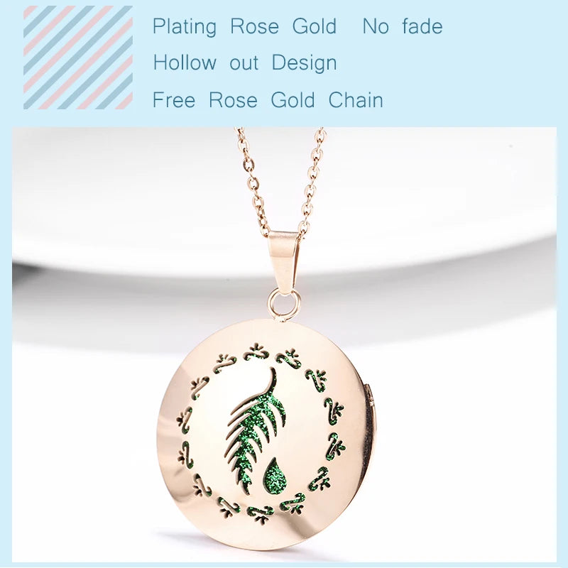 lotus necklace Aromatherapy Essential Oil Diffuser Locket Perfume Necklace Stainless Steel Locket with Felt Pads For Woman
