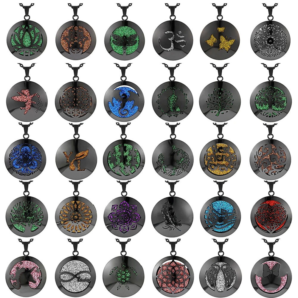 lotus necklace Aromatherapy Essential Oil Diffuser Locket Perfume Necklace Stainless Steel Locket with Felt Pads For Woman