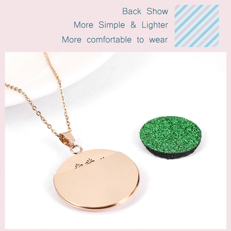 lotus necklace Aromatherapy Essential Oil Diffuser Locket Perfume Necklace Stainless Steel Locket with Felt Pads For Woman