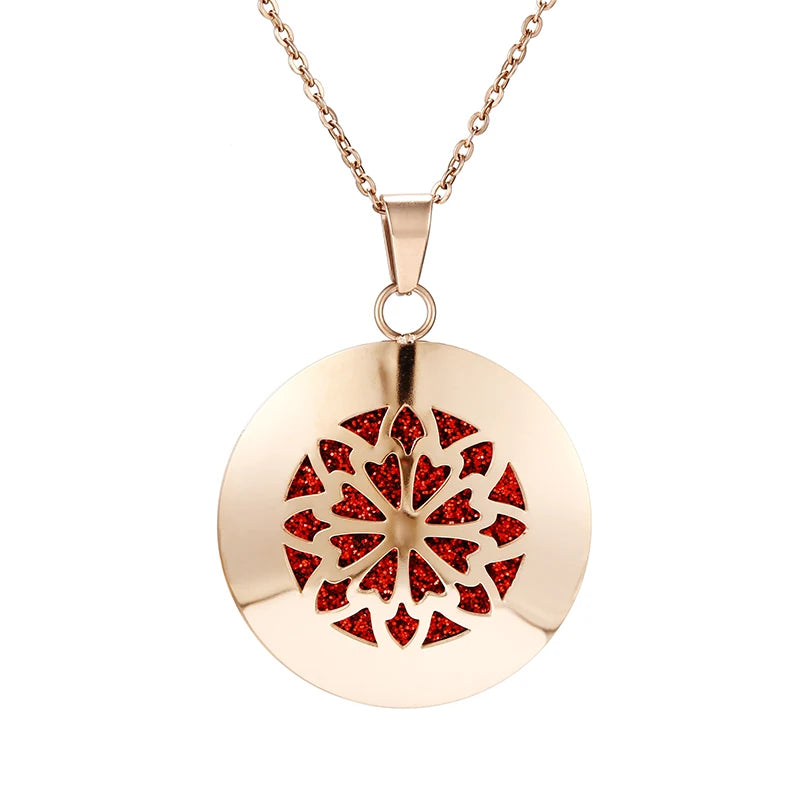 lotus necklace Aromatherapy Essential Oil Diffuser Locket Perfume Necklace Stainless Steel Locket with Felt Pads For Woman