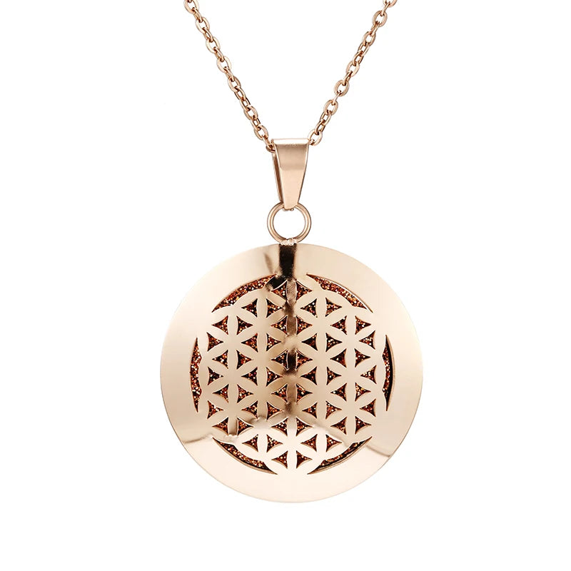 lotus necklace Aromatherapy Essential Oil Diffuser Locket Perfume Necklace Stainless Steel Locket with Felt Pads For Woman
