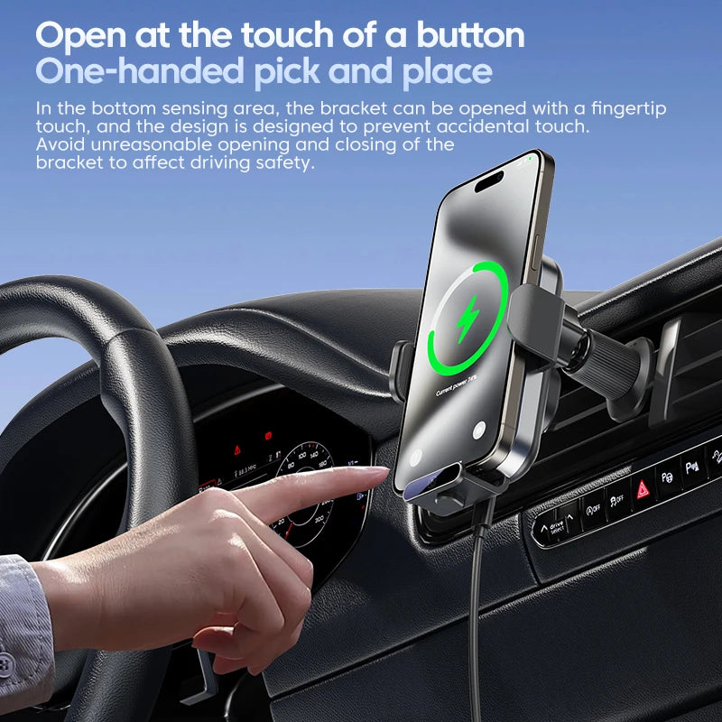 66W Wireless Car Charger Air Vent Auto Clamping Super Fast Charging Station Car Phone Holder for iPhone 15 14 13 12 Samsung