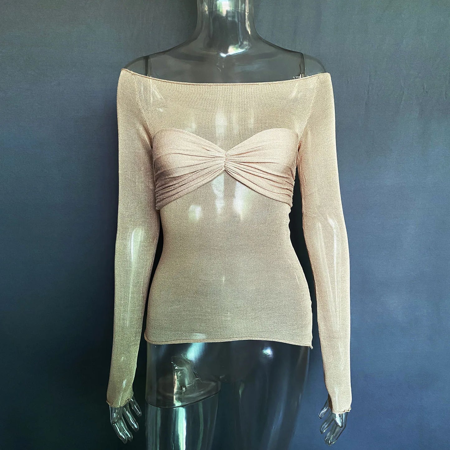 Mozision See Through Mesh Crop Top Women Pullovers Strapless Short Knit Cropped Tops Ladies Tee Shirt Sexy Off-shoulder T-shirt