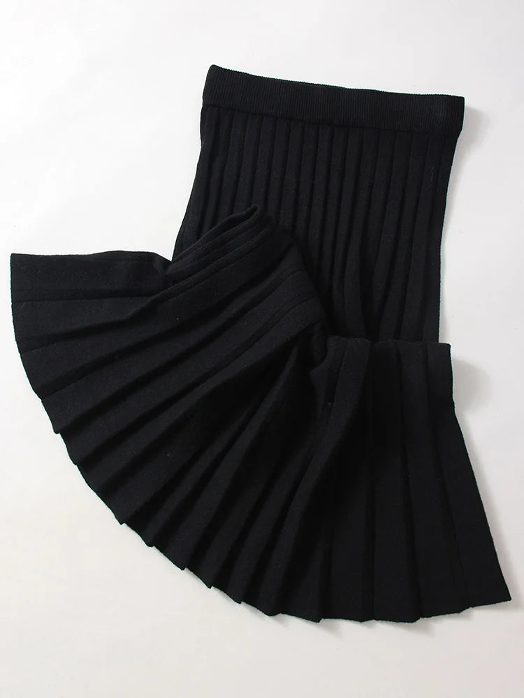 Spring Knit White Mini Pleated Skirts For Women A Line Skirt Gray High Waist Women Knitted Pleated Short Skirts Korean Fashion