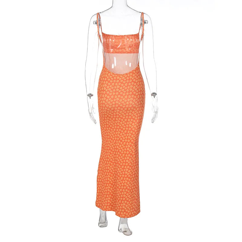 Cryptographic Cottagecore Fairy Floral Sexy Backless Maxi Dress Women Summer Party Club Slip Sundresses Outfits Clothes Vestido