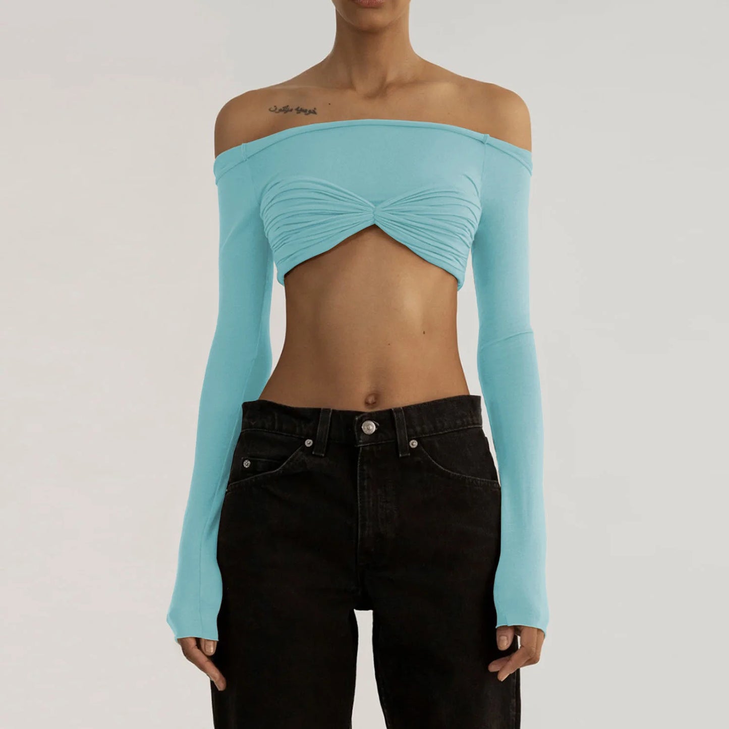 Mozision See Through Mesh Crop Top Women Pullovers Strapless Short Knit Cropped Tops Ladies Tee Shirt Sexy Off-shoulder T-shirt