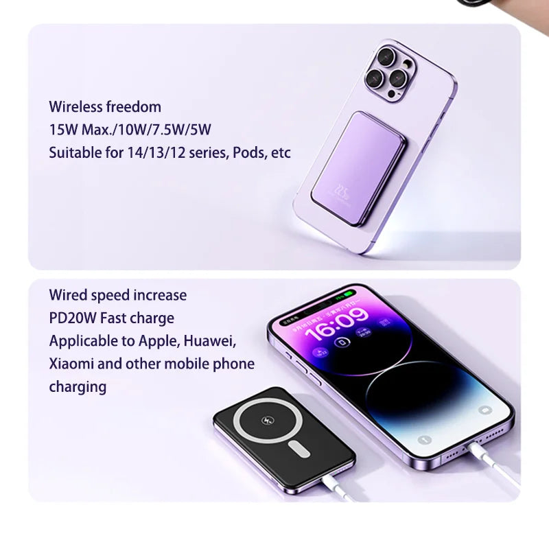 Xiaomi Ultra Slim Power Bank Mac Fast Charge Auxiliary Battery 50000mAh Magnetic Magnet Wireless Charging For IPhone Samsung