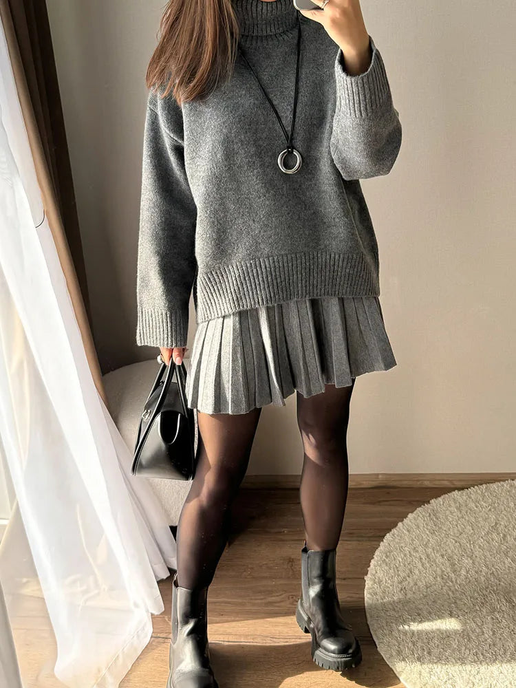 Spring Knit White Mini Pleated Skirts For Women A Line Skirt Gray High Waist Women Knitted Pleated Short Skirts Korean Fashion