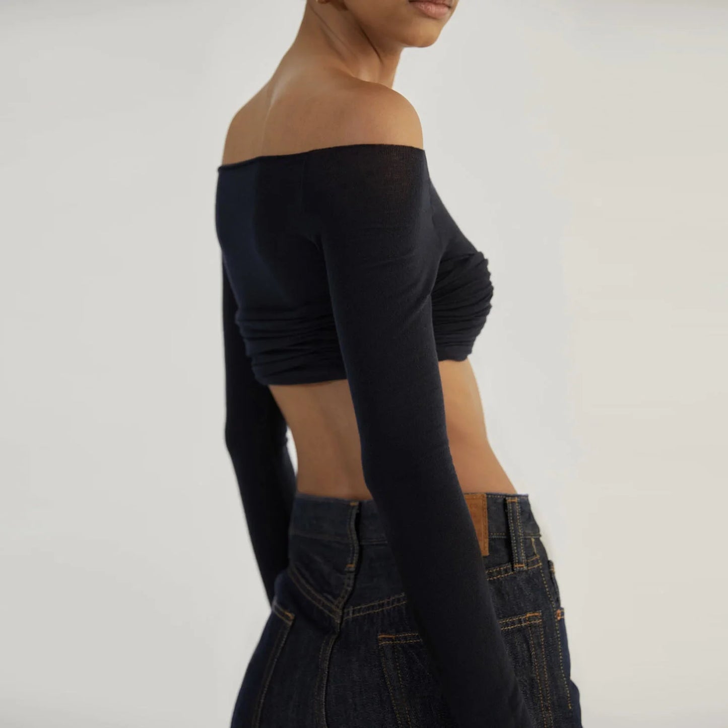 Mozision See Through Mesh Crop Top Women Pullovers Strapless Short Knit Cropped Tops Ladies Tee Shirt Sexy Off-shoulder T-shirt