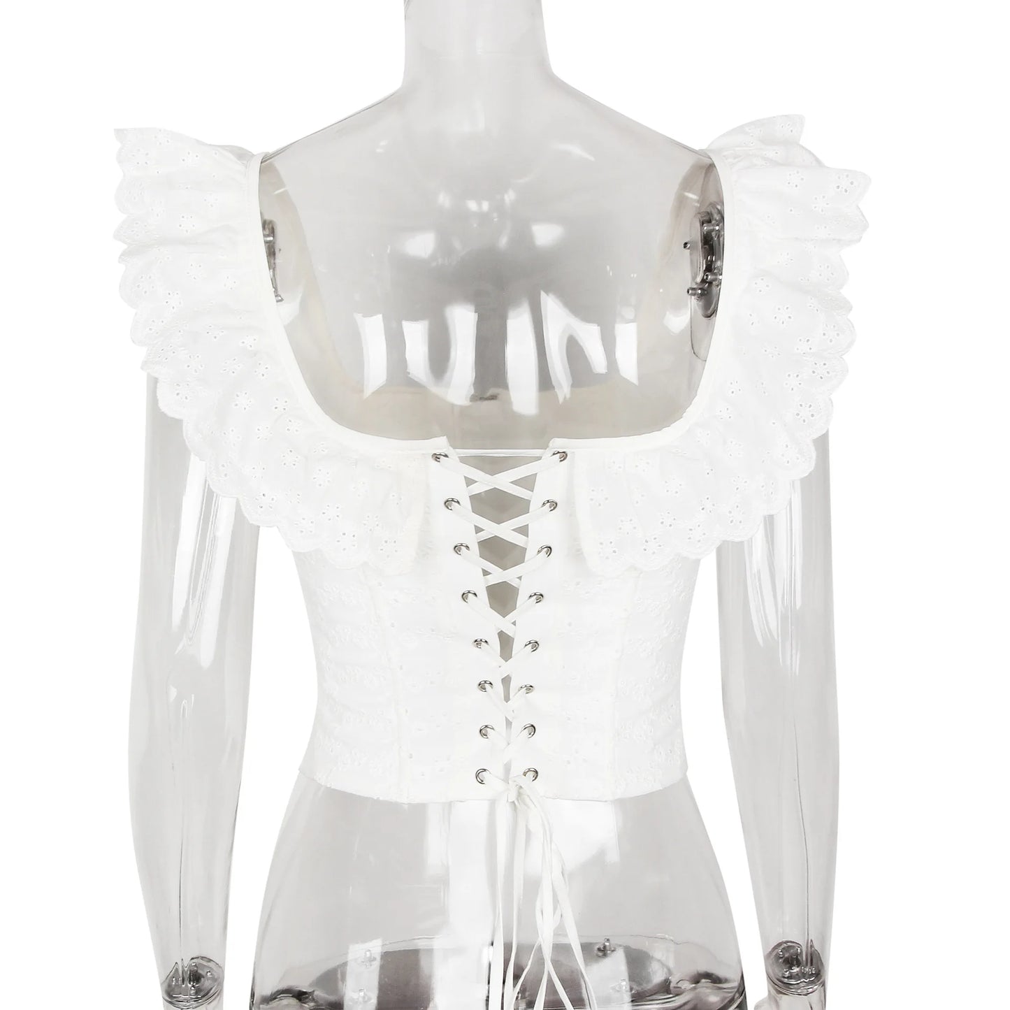 Mingmingxi Summer White Corset Top Sexy 2024 New Arrivals Summer Crop Top Women Lace Up Tanks Top