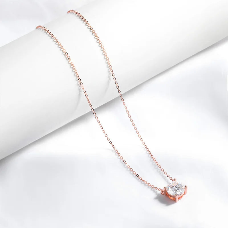 Smyoue 1-5CT Rose Gold Color Moissanite Necklace for Women D Color Sparkling Classic Lab Diamon Pendant Sterling Silver 925 GRA