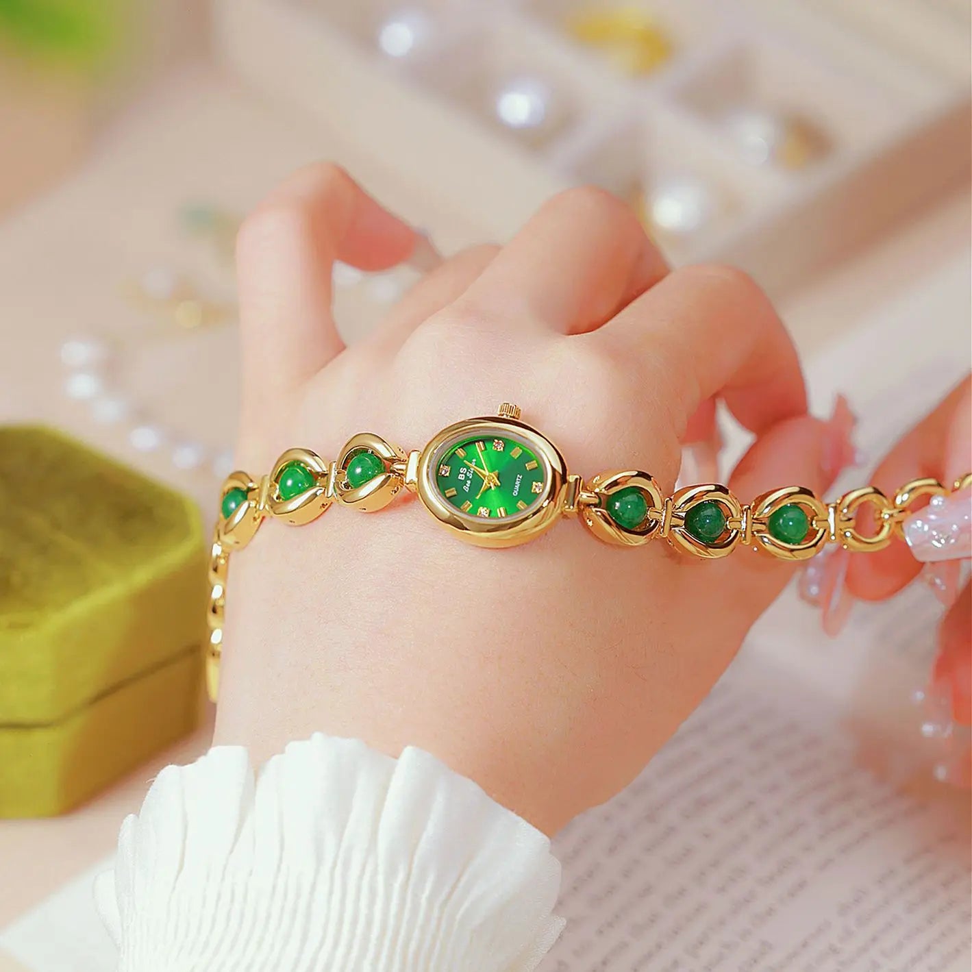 Bee Sister New Luxury Brand Women Wrist Watches Small Green Classic Stainless Steel Reloj De Mujer Fashion Watch for Ladies