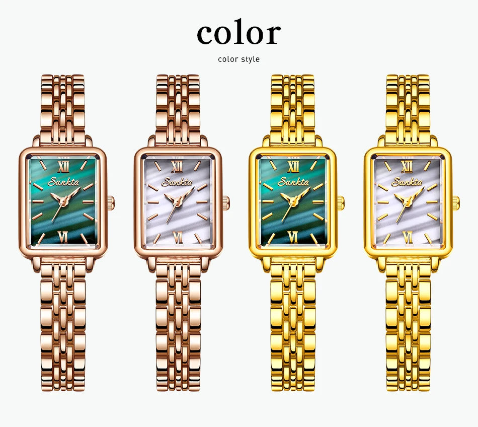 LIGE Sunkta Elegant Quartz Women Watch Simple Stainless Steel Strap Simple Square Dial Luxury Slim Fashion Casual Ladies Watches