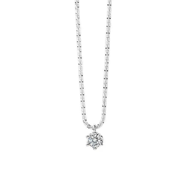 TEN CARATS 1-2CT Women's Necklace Super Sparkly D Color VVS1 Moissanite Pendant S925 sterling silver chain plated 18K white gold