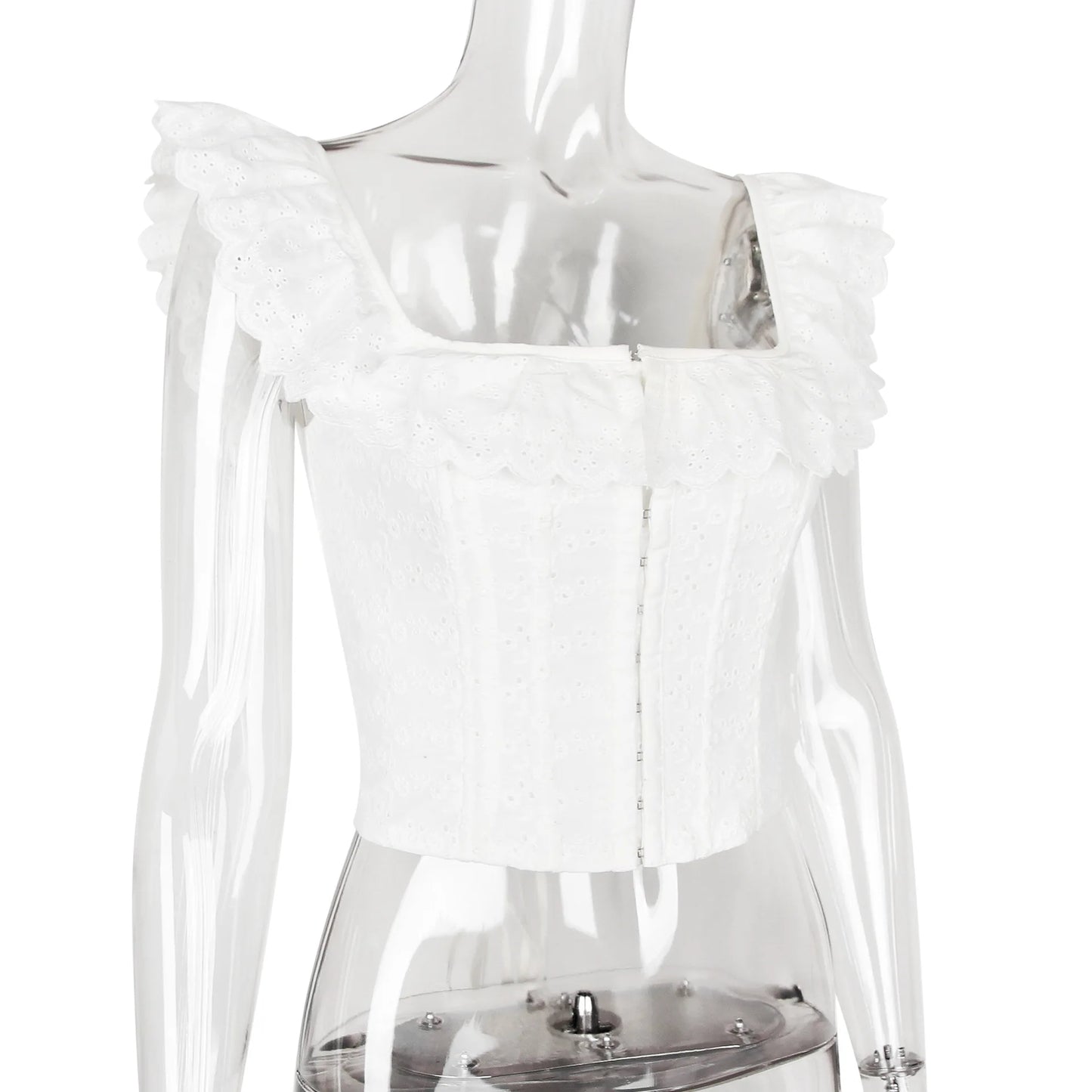 Mingmingxi Summer White Corset Top Sexy 2024 New Arrivals Summer Crop Top Women Lace Up Tanks Top