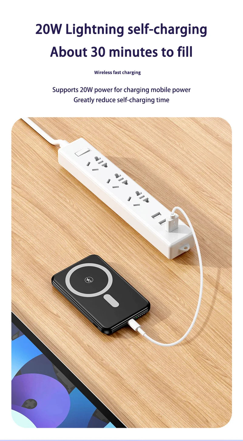 Xiaomi Ultra Slim Power Bank Mac Fast Charge Auxiliary Battery 50000mAh Magnetic Magnet Wireless Charging For IPhone Samsung