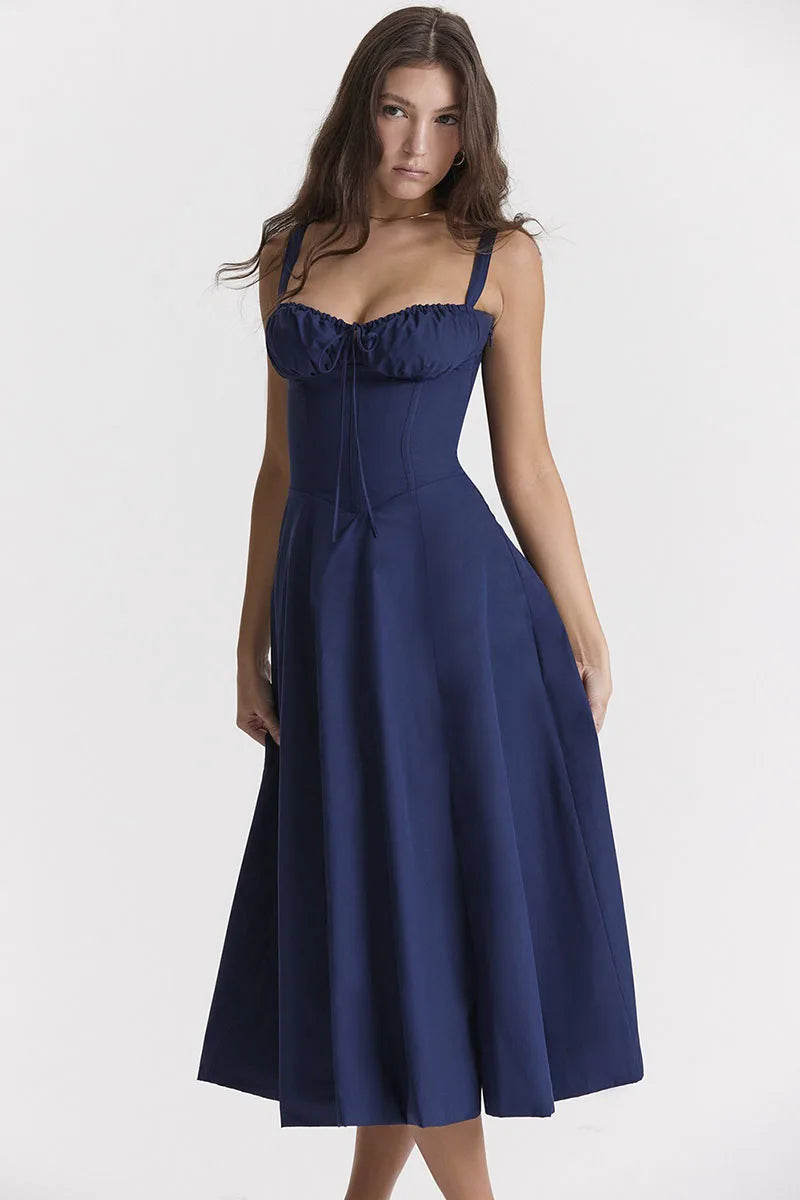 Luxury new temperament solid color fashion high-end halter dress floral dress women