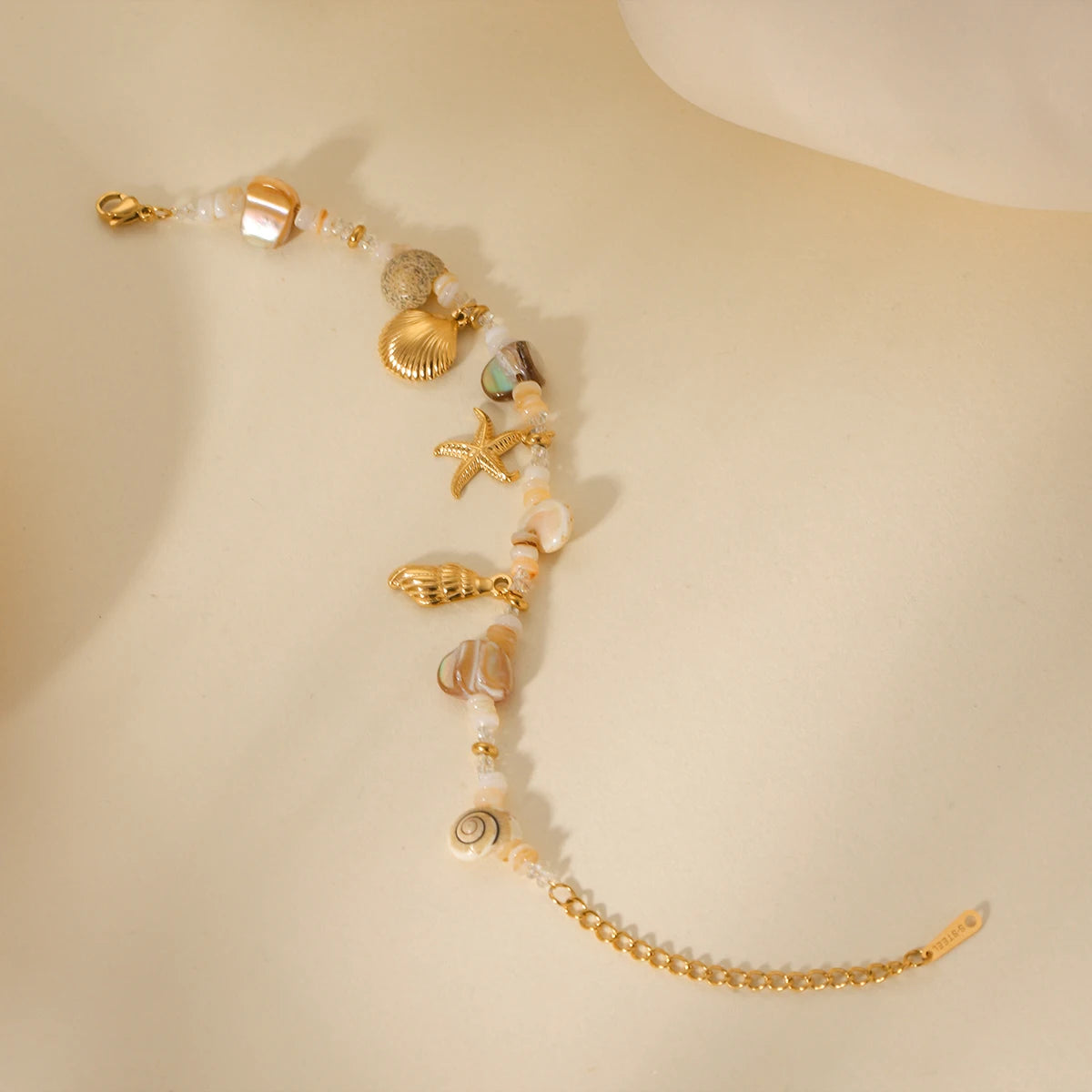 Vintage Real Shell Pendant Bracelet Woman Stainless Steel Adjustable Summer Beach Starfish Conch Hand Chain Jewellery Waterproof