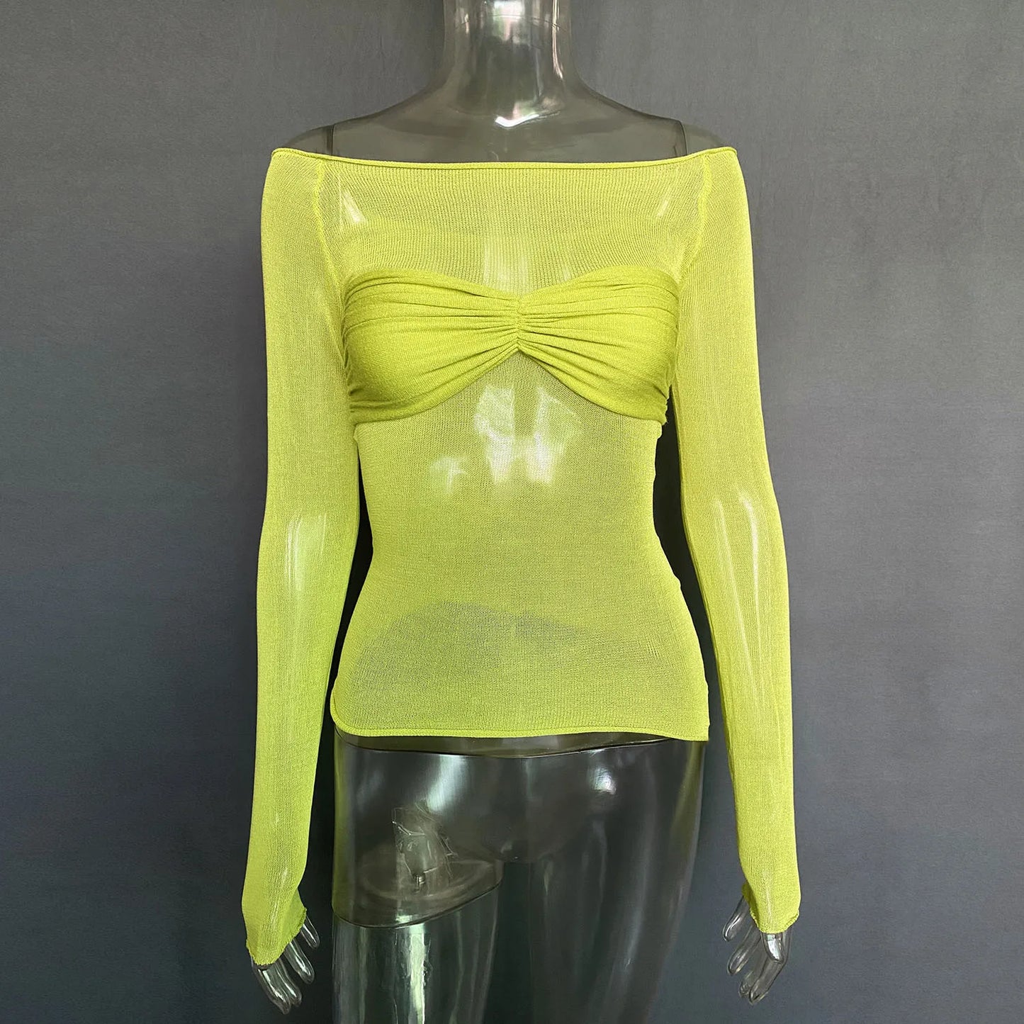 Mozision See Through Mesh Crop Top Women Pullovers Strapless Short Knit Cropped Tops Ladies Tee Shirt Sexy Off-shoulder T-shirt