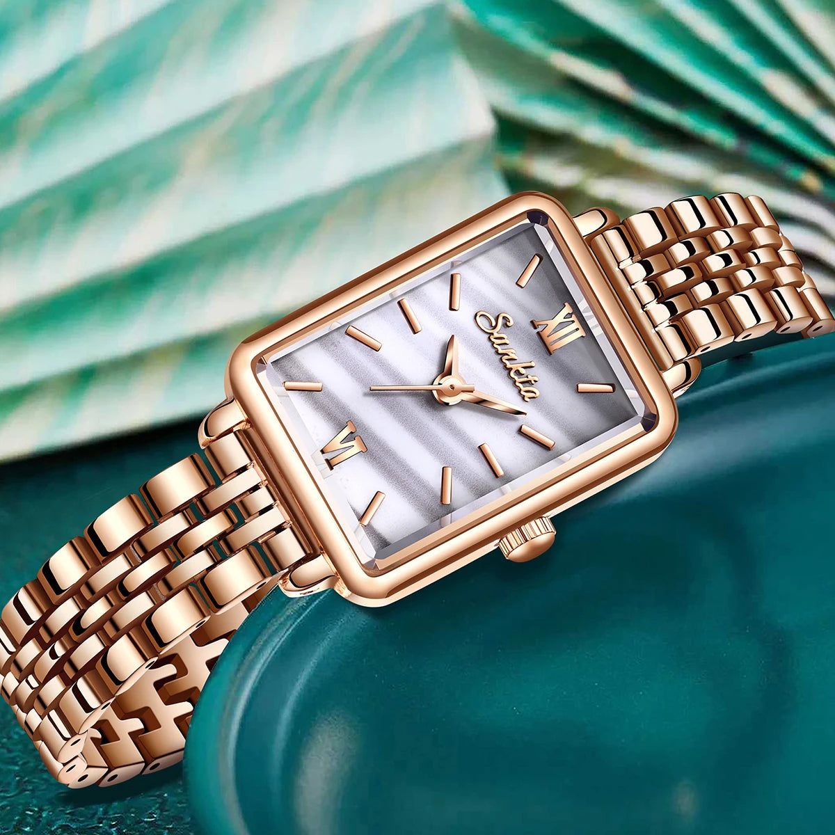 LIGE Sunkta Elegant Quartz Women Watch Simple Stainless Steel Strap Simple Square Dial Luxury Slim Fashion Casual Ladies Watches
