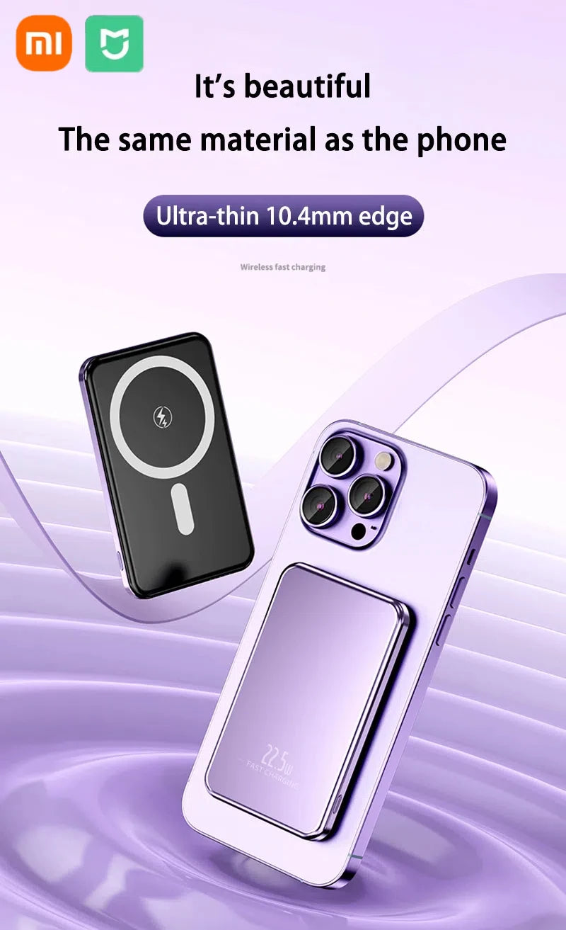 Xiaomi Ultra Slim Power Bank Mac Fast Charge Auxiliary Battery 50000mAh Magnetic Magnet Wireless Charging For IPhone Samsung