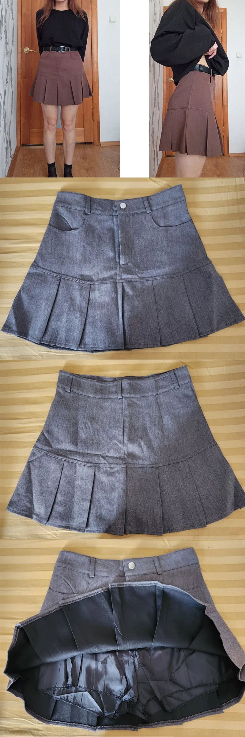 Y2K Vintage High Waist Pleated Skirt Women College Style Uniforms Safety Pants Mini Skirts Woman Korean Street Slim A-Line Skirt
