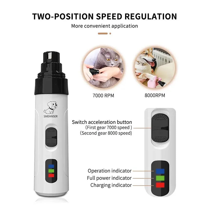 Painless Electric Dog Nail Grinder for Small Large Dog Cat Nail Clippers Pet Paws Nail Grooming USB Charging Trimmer Pet Supplie