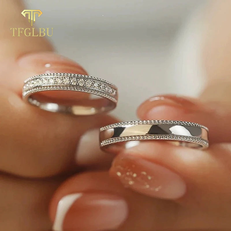 TFGLBU New Full Moissanite Ring for Women Couple Set Lab Diamond Rings Real 925 Sterling Silver Certified Band Wholesale Jewelry