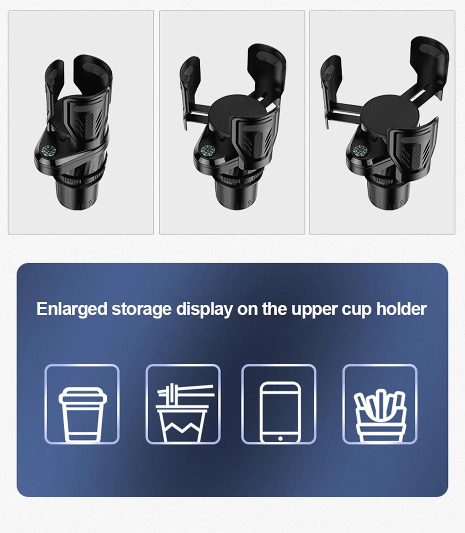 SEAMETAL 2 IN 1 Car Cup Holder Expander Adapter Base Vehicle Drinking Bottle Phone Organizer for Auto Car Styling Accessories