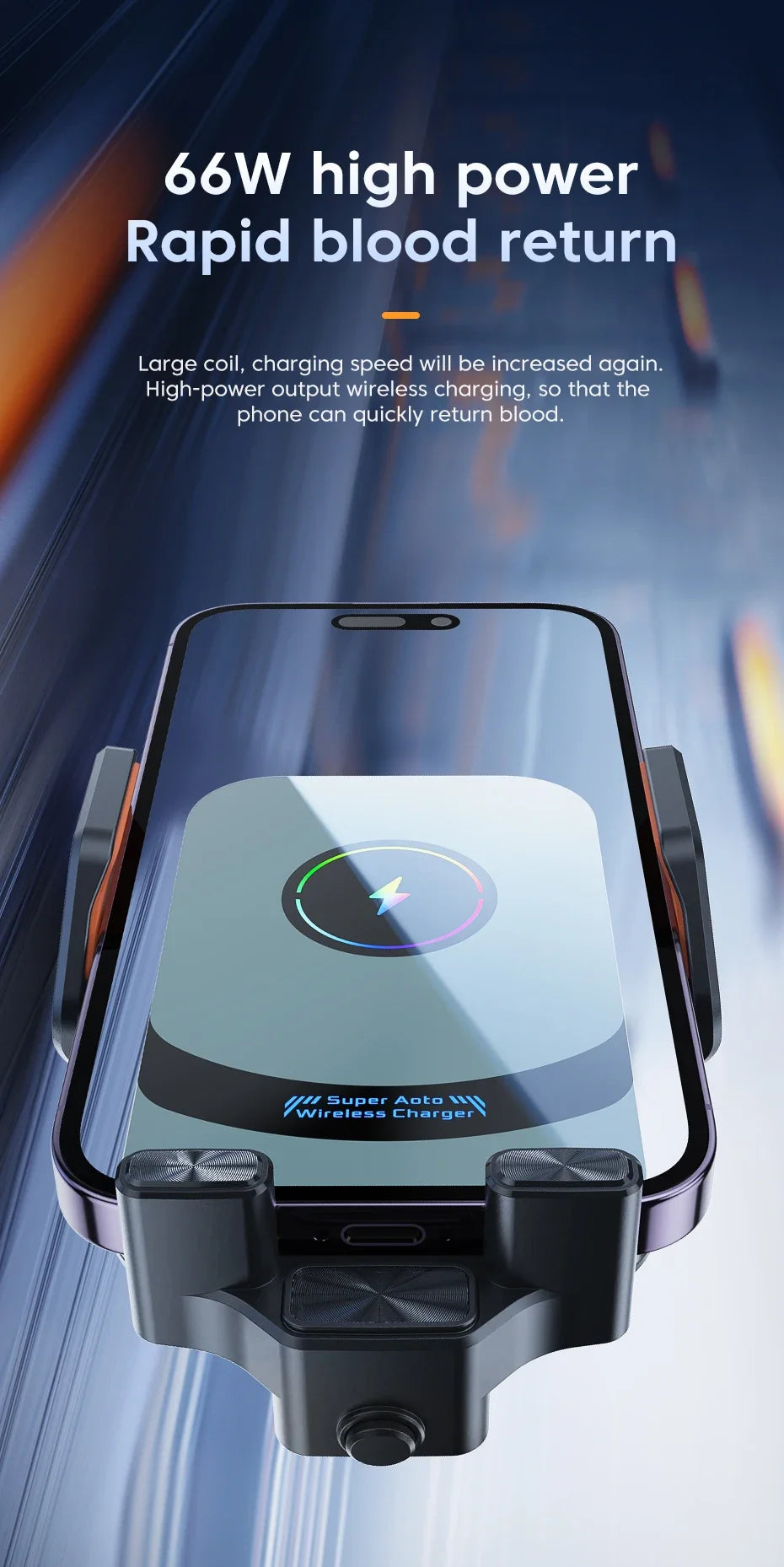 UYUXIO Wireless Car Charger Super Fast Charging Auto Clamping Air Vent Car Phone Holder for iPhone 16 15 14 Pro Max Samsung