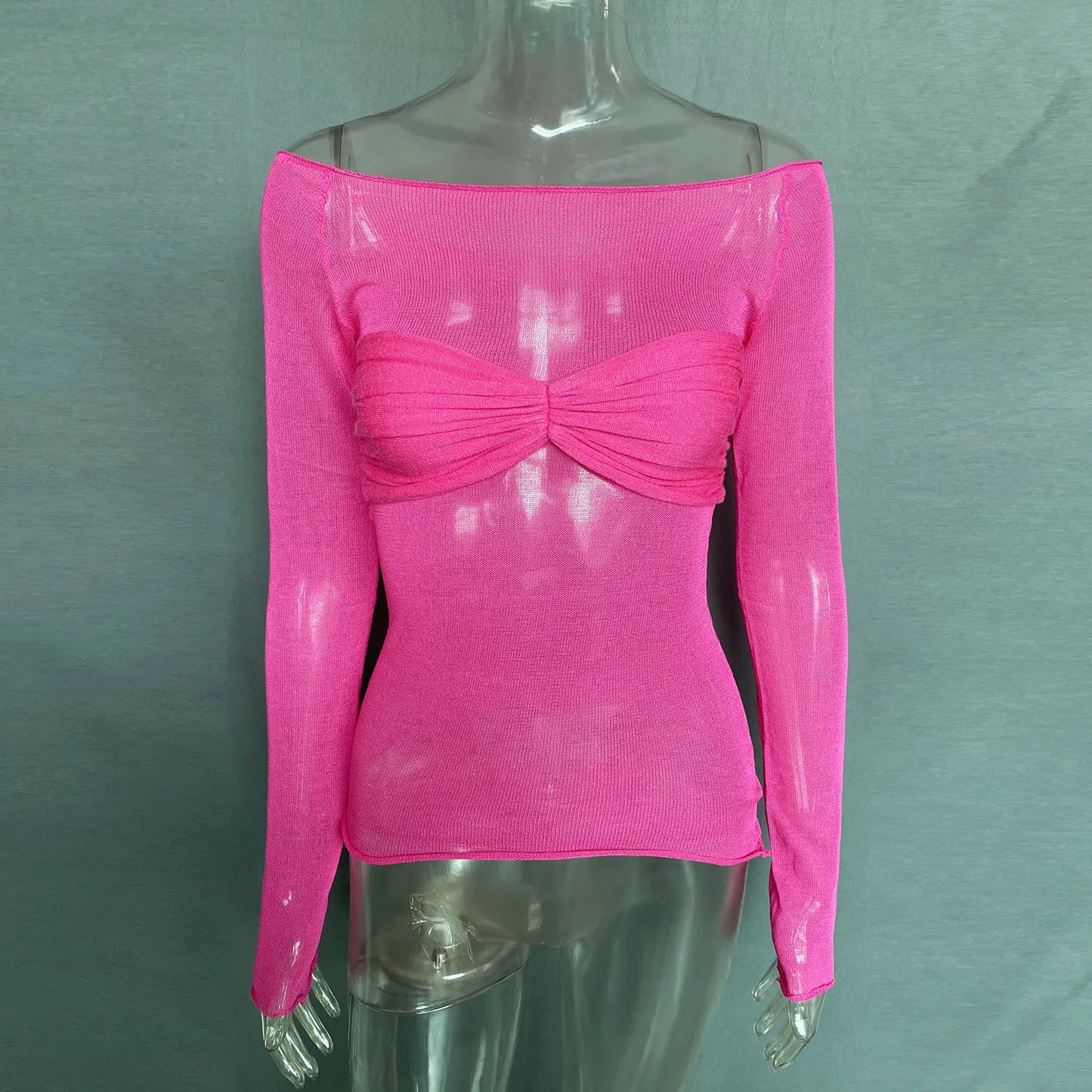 Mozision See Through Mesh Crop Top Women Pullovers Strapless Short Knit Cropped Tops Ladies Tee Shirt Sexy Off-shoulder T-shirt