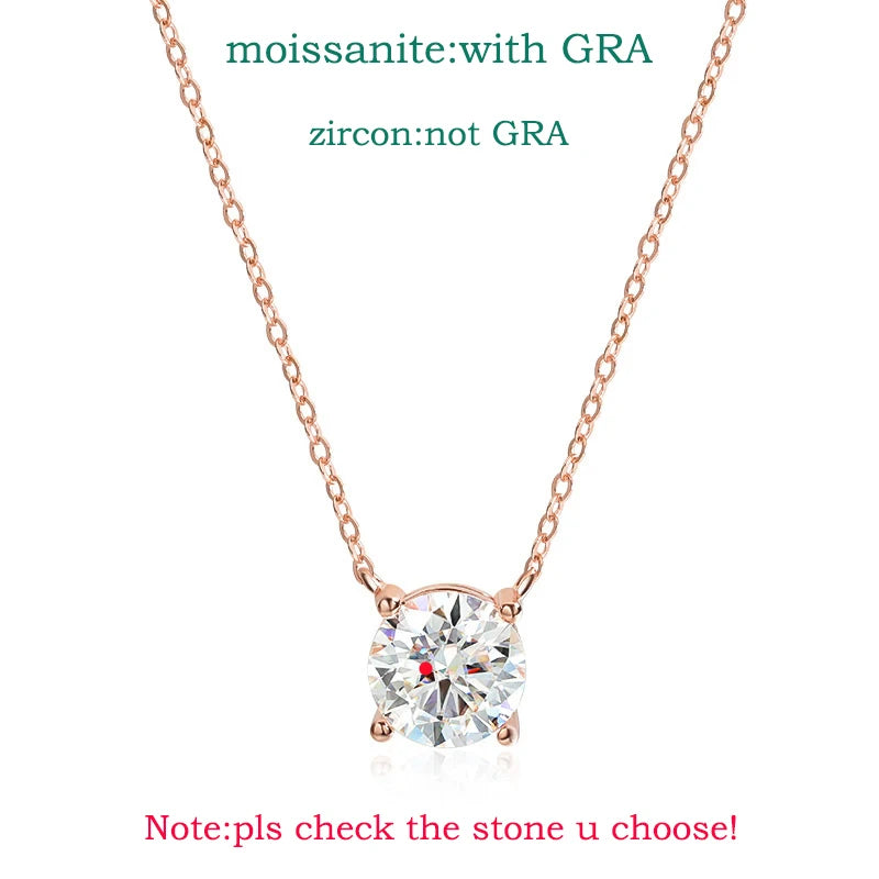 Smyoue 1-5CT Rose Gold Color Moissanite Necklace for Women D Color Sparkling Classic Lab Diamon Pendant Sterling Silver 925 GRA