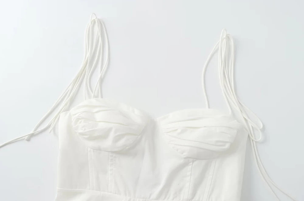 TRZA-Asymmetric Bustier Tops for Women, Sweetheart Neck, Tied Thin Straps, Side Zipper, Female Camis, Sexy Fashion