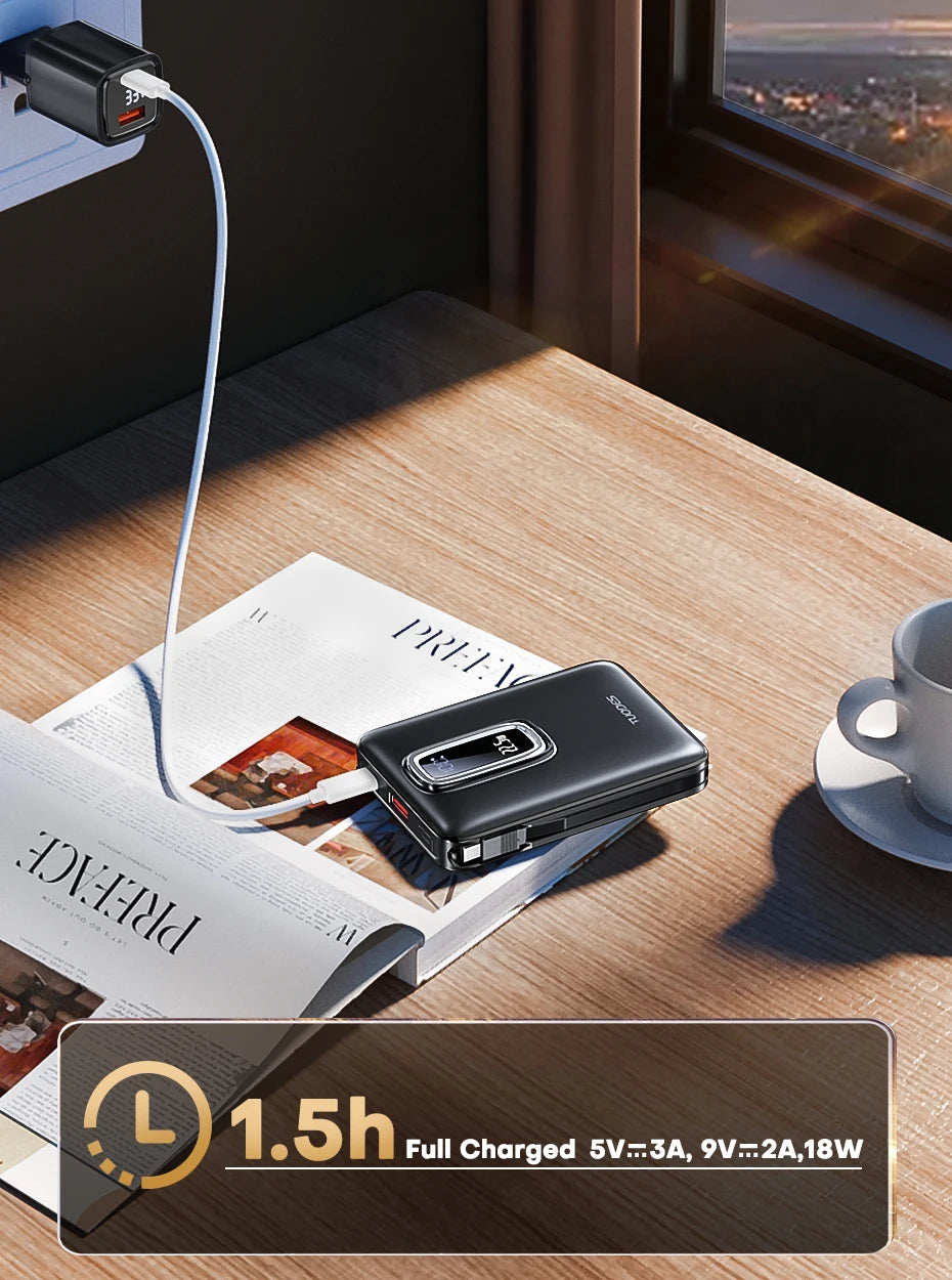 TUODES 22.5W 10000mAh Power Bank Wireless Magnetic Fast Charging Foldable Stand External Battery For iPhone 16 15 For Magsafe