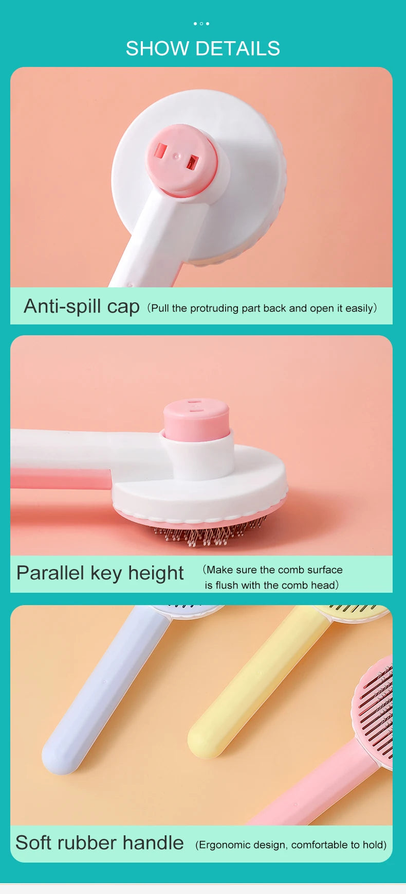 Cat Brush Pet Grooming Brush for Cats Remove Hairs Pet Cat Hair Remover Pets Hair Removal Comb Puppy Kitten Grooming Accessories