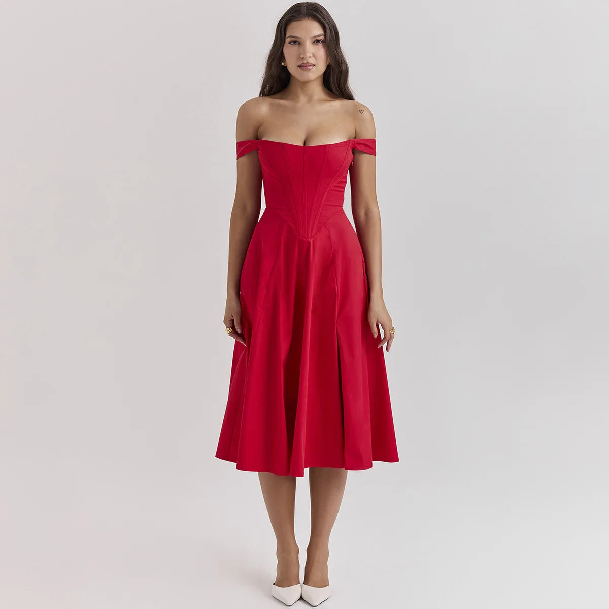 Suninheart Elegant Summer Corset Dress 2024 New Arrivals Blue Slit Flower Print Flare Dress Midi Casual Lace Up Holiday Dress
