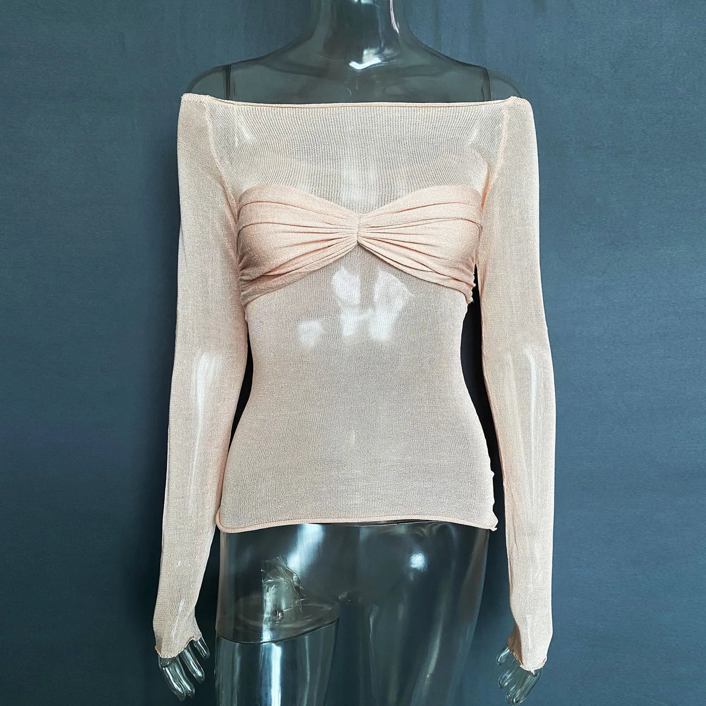 Mozision See Through Mesh Crop Top Women Pullovers Strapless Short Knit Cropped Tops Ladies Tee Shirt Sexy Off-shoulder T-shirt