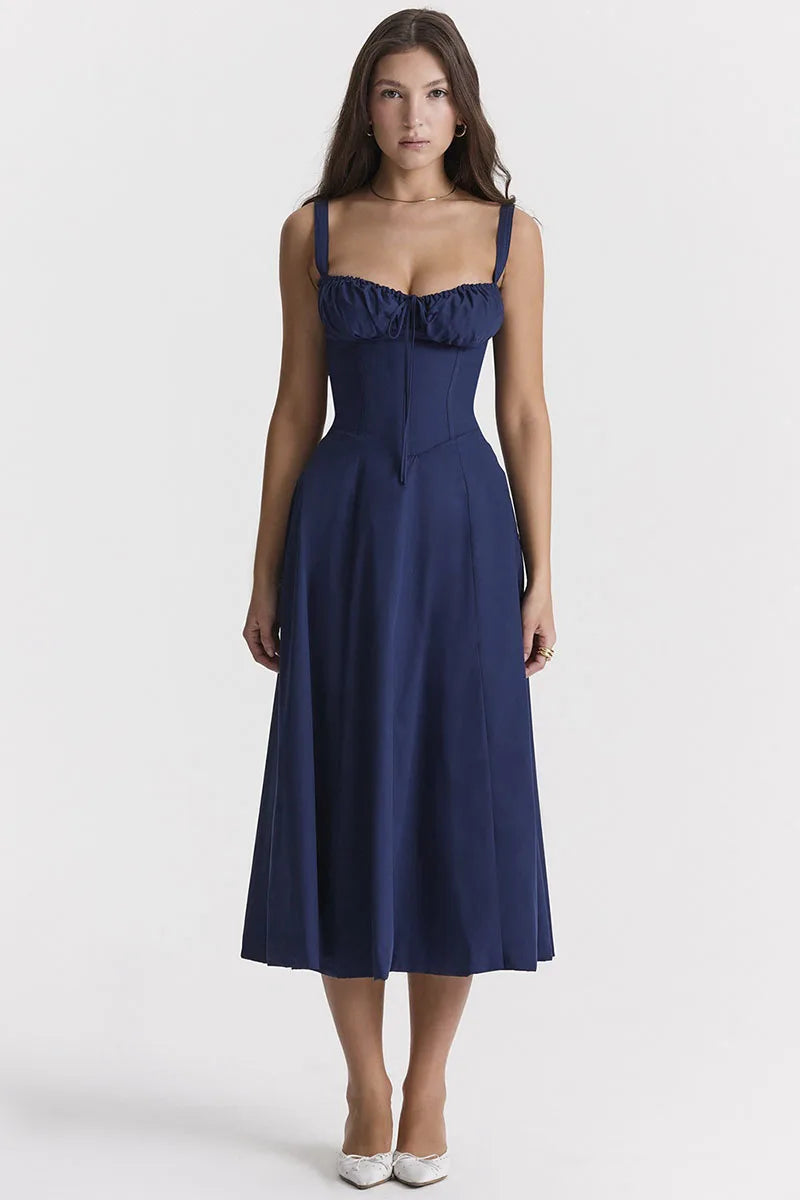 Luxury new temperament solid color fashion high-end halter dress floral dress women