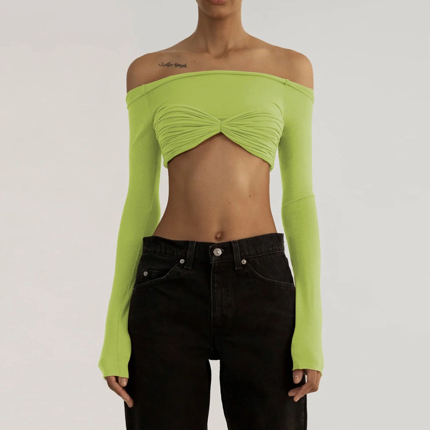 Mozision See Through Mesh Crop Top Women Pullovers Strapless Short Knit Cropped Tops Ladies Tee Shirt Sexy Off-shoulder T-shirt