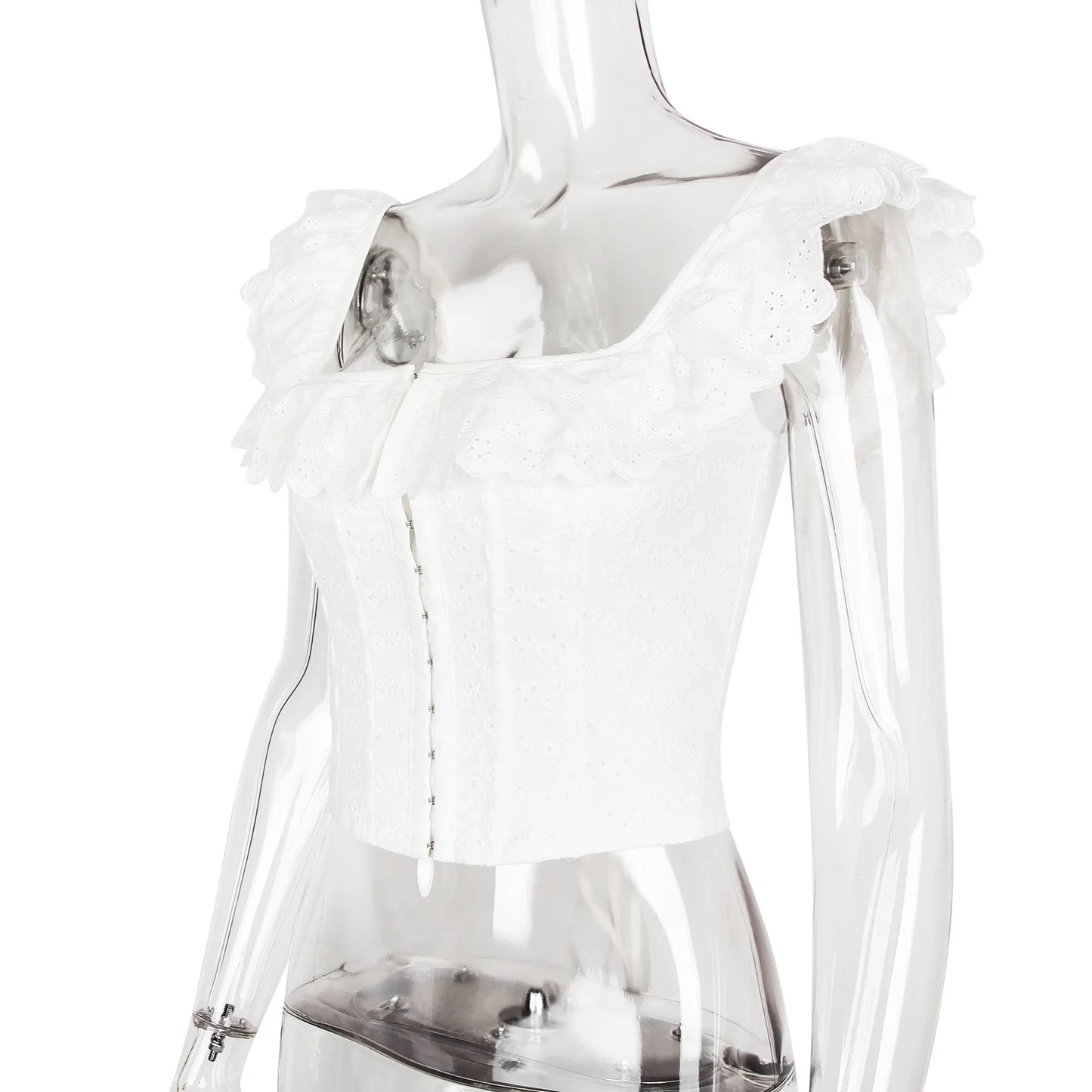 Mingmingxi Summer White Corset Top Sexy 2024 New Arrivals Summer Crop Top Women Lace Up Tanks Top