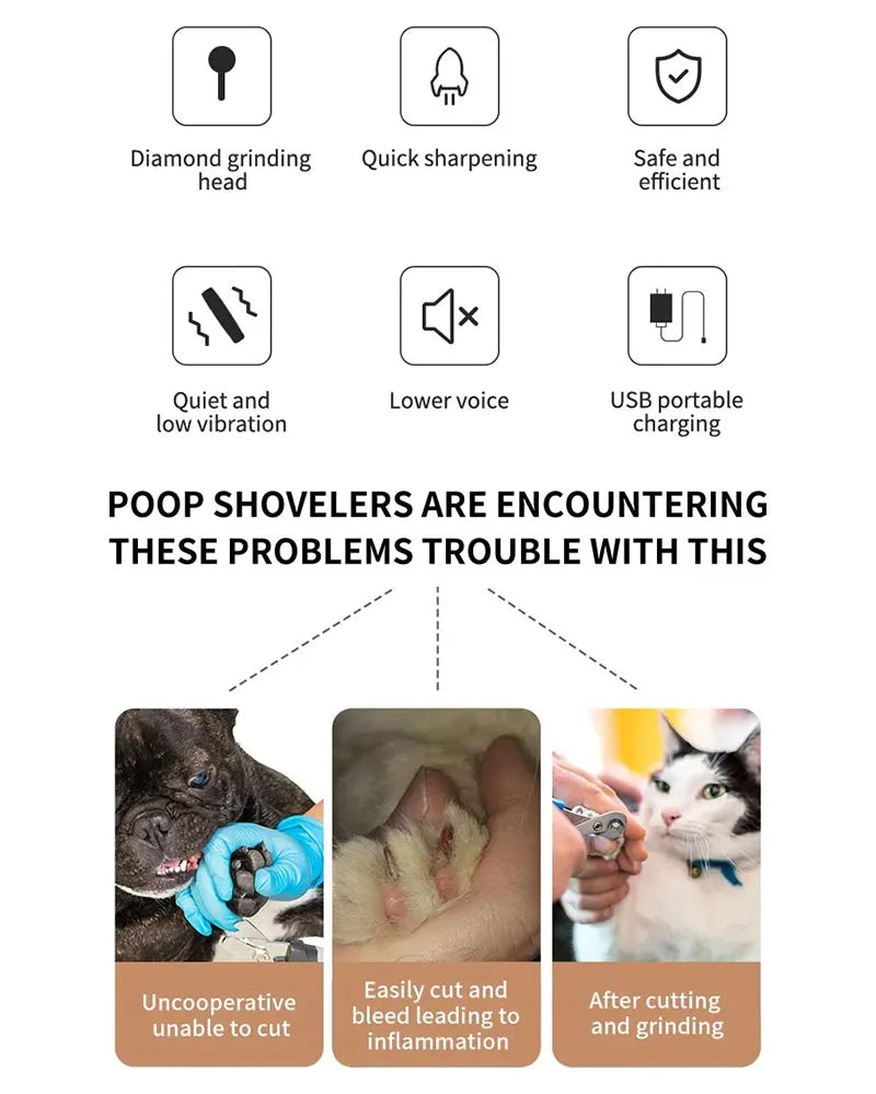 Painless Electric Dog Nail Grinder for Small Large Dog Cat Nail Clippers Pet Paws Nail Grooming USB Charging Trimmer Pet Supplie