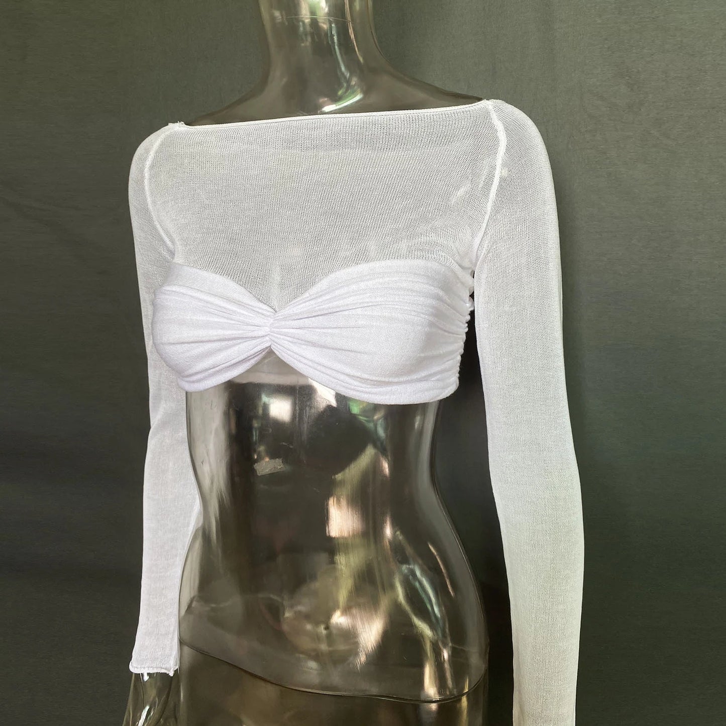 Mozision See Through Mesh Crop Top Women Pullovers Strapless Short Knit Cropped Tops Ladies Tee Shirt Sexy Off-shoulder T-shirt