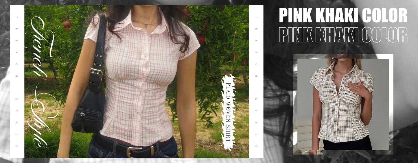 IAMHOTTY Plaid Print Camisole Vintage Contrast Color Tie-up Bow A-line Crop Top Y2K Aesthetic V-neck Corset Cute Holiday Outfits